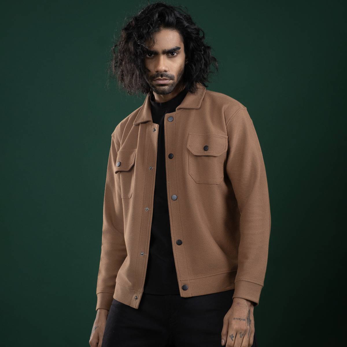 Deep Brown Cotton Denim